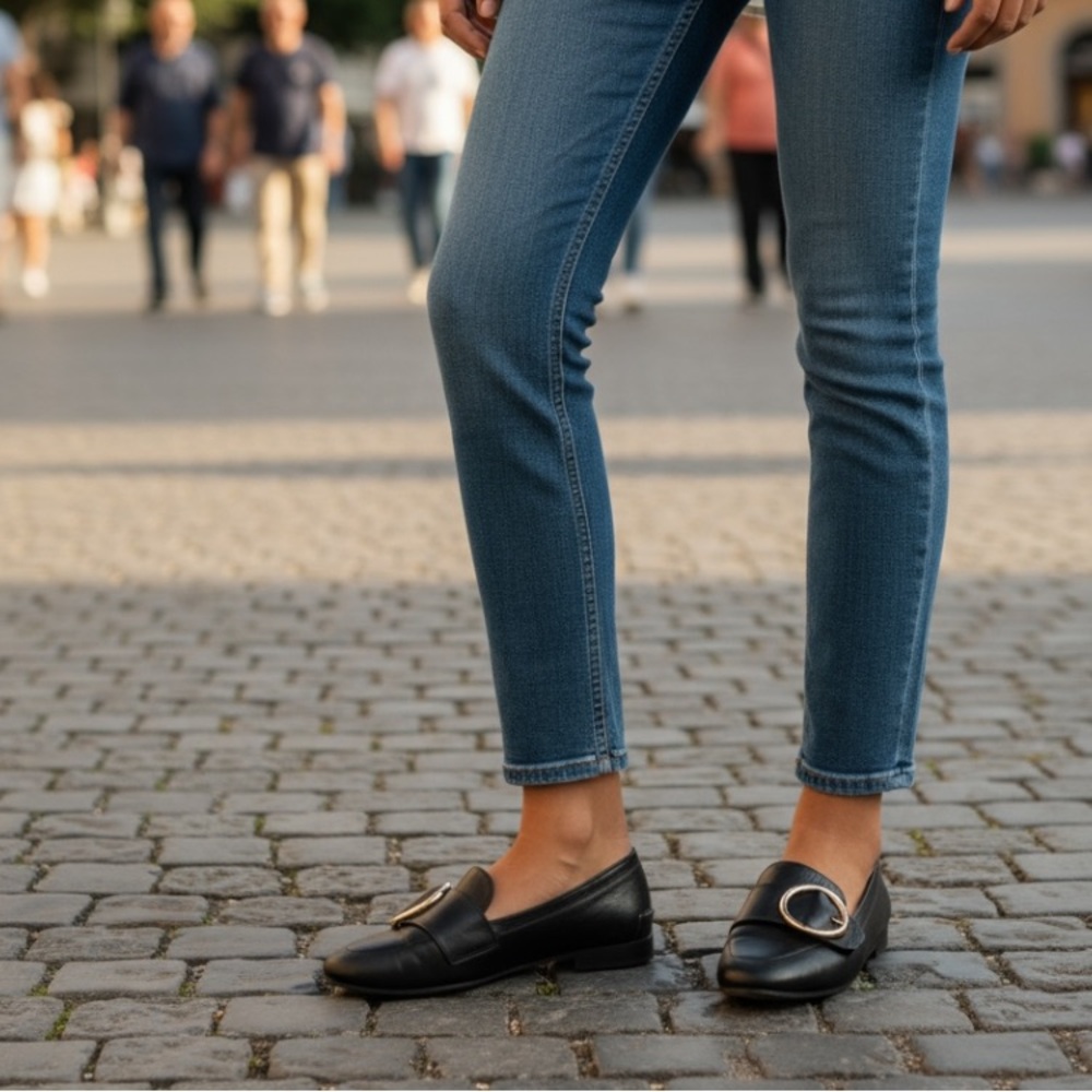 Bally Black Leather Loafers with Silver Buckle